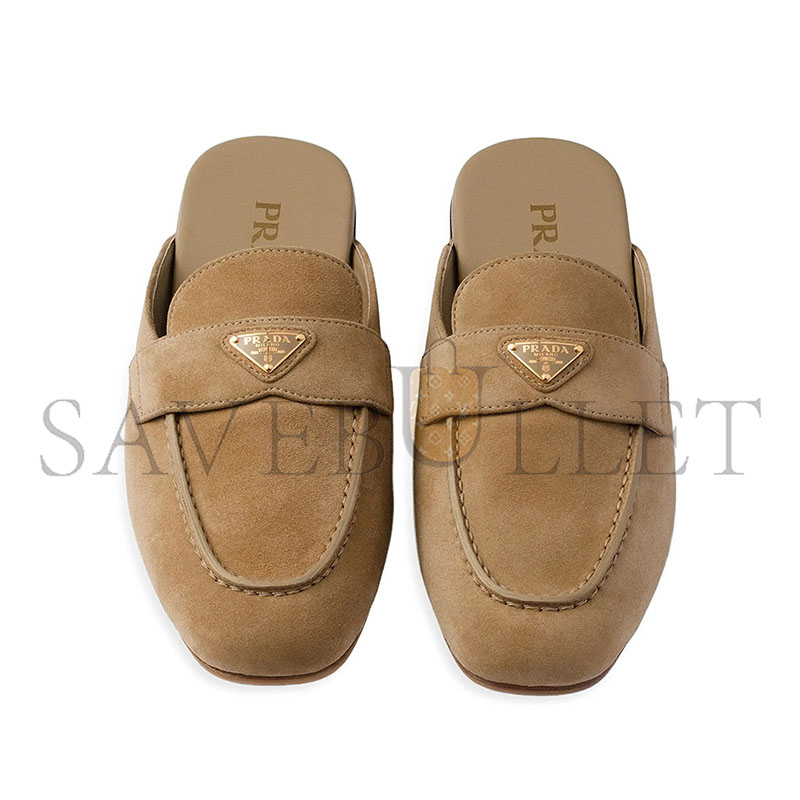 PRADA SUEDE SABOTS MULES 